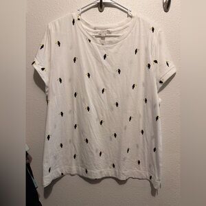 LOFT White Top with Toucan Pattern